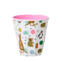 Kids Small Melamine Cup Pink Party Animal Print Rice DK